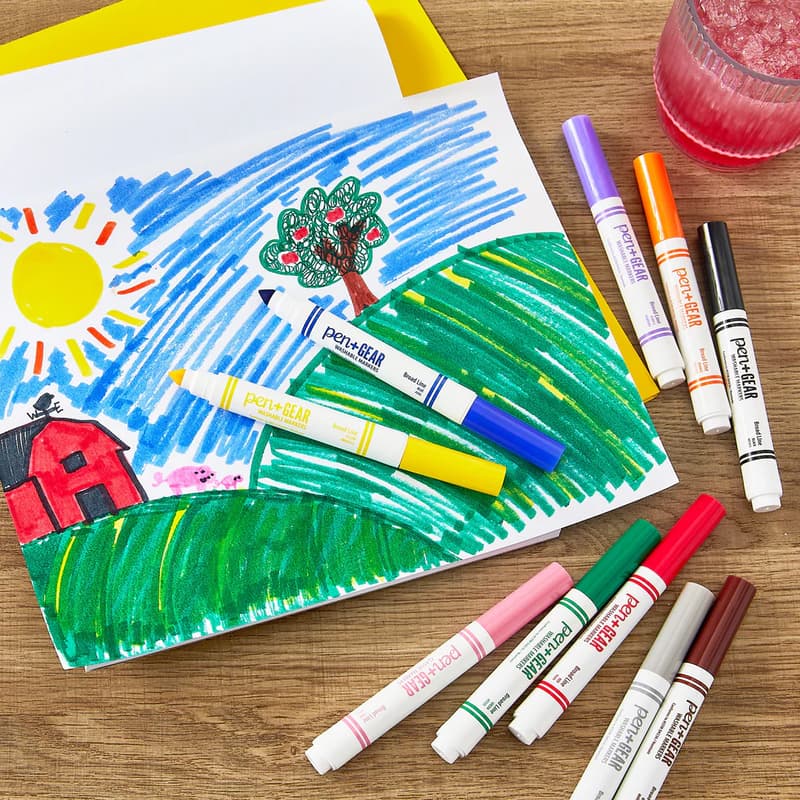Pen+Gear Marcadores Lavables Punta Ancha, Colores Variados, 10 Unidades