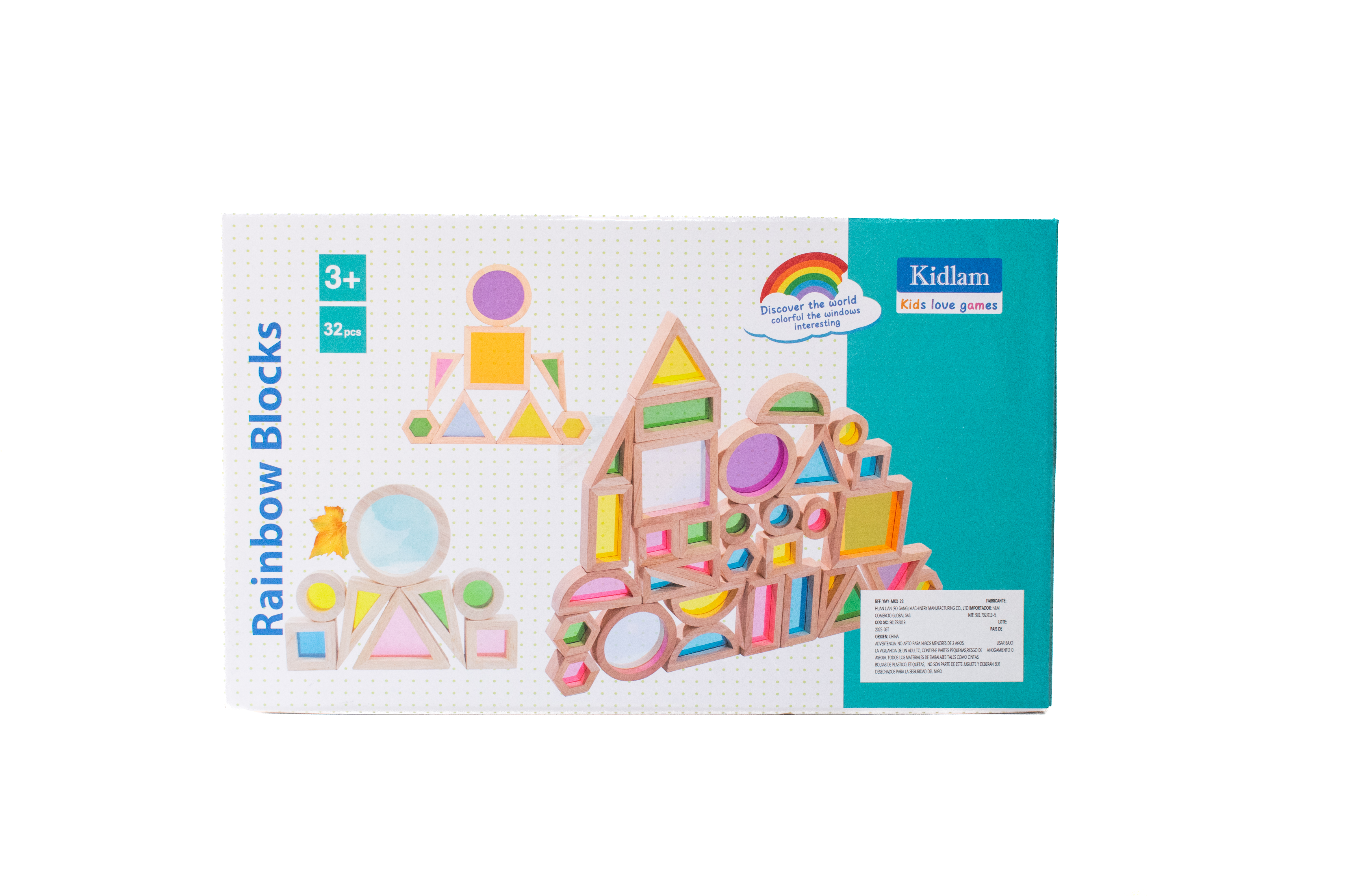 Set de Bloques de Madera de luz y  Color – 32 piezas