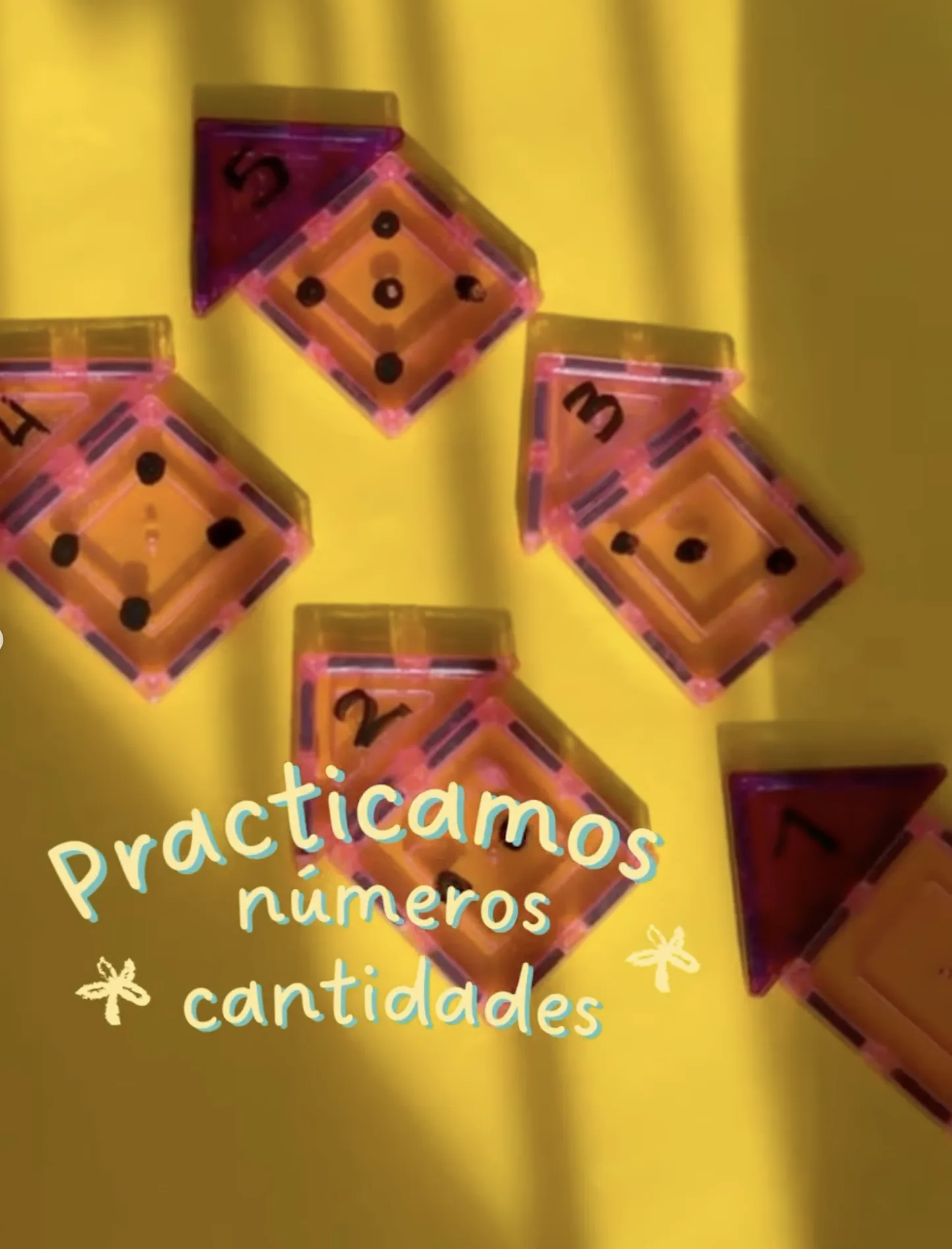 Fichas magnéticas con números y cantidades dibujadas